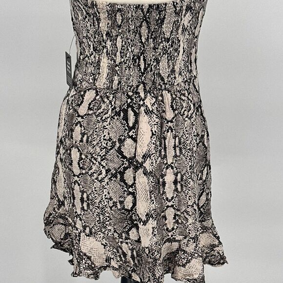 Express Snake Print Ruffles Tank Dress Rayon Size Small ‎ New Flare Short Dress - Picture 9 of 13